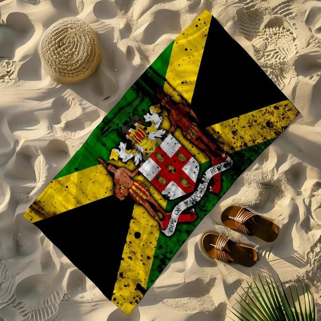 Strandtuch mit Nationalflagge von Jamaika von JMG Household Supplies, grün/mehrfarbig, B: 40 cm, H: 70 cm - Bild 1