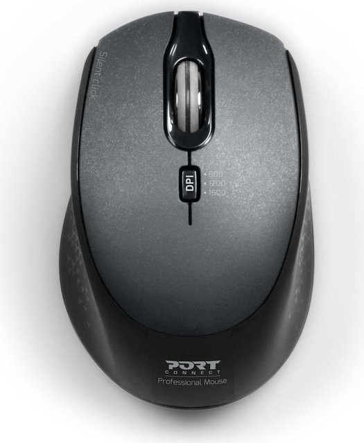 Port MOUSE OFFICE PRO SILENT WIRELESS kabellose Maus in Schwarz mit Bluetooth, Wi-Fi und USB-C - Bild 1