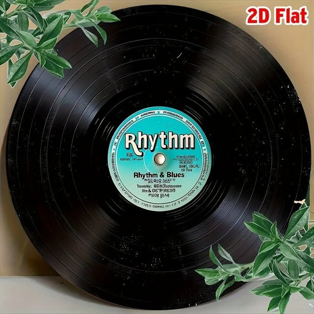 CIFbuy Vintage Vinyl-Schallplatten-Wandkunst aus Aluminium in Schwarz, runde Musik-Dekoration aus Metall - Bild 1