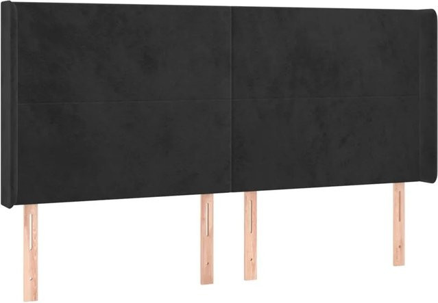 vidaXL Kopfteil mit Ohren in Schwarz aus Samt, B/H: 203 x 118 cm, Tiefe: 16 cm - Bild 1