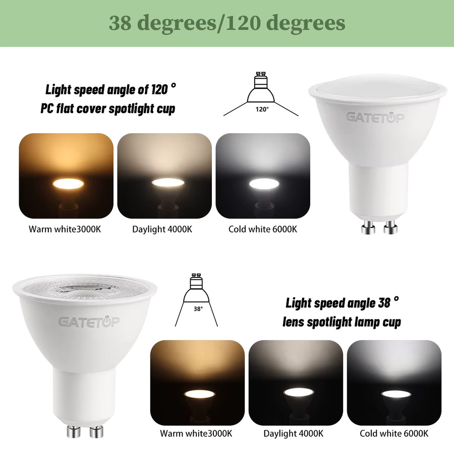 Dimmbare GU10 LED Strahler 220V in Weiß als Ersatz für 50W Halogenlampen mit wählbarer Farbtemperatur (3000K, 4000K, 6000K) - Bild 3