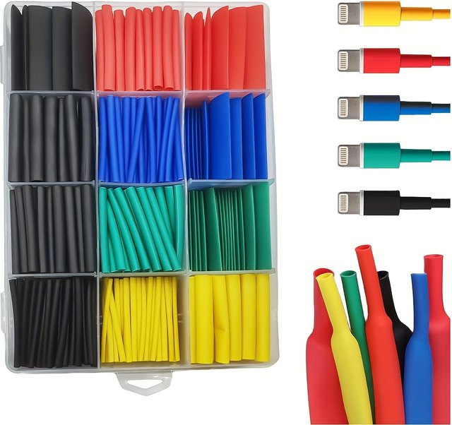 ELECAPITAL Isolier-Schrumpfschläuche Set mit 2:1-Schrumpfverhältnis in Multicolor, 127–800 Stück für elektrische Verkabelung - Bild 1