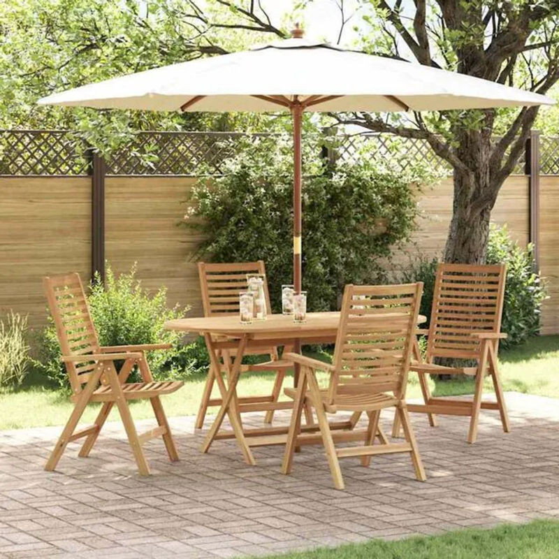 vidaxl Gartenstuhl Set aus 4 Stück aus Teak-Massivholz in Braun, B: 52 cm, T: 64,5 cm, H: 108 cm - Bild 1