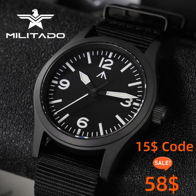 Militado Armbanduhr, Quarz, Edelstahl, Schwarz, 38 mm, Herren - Bild 1