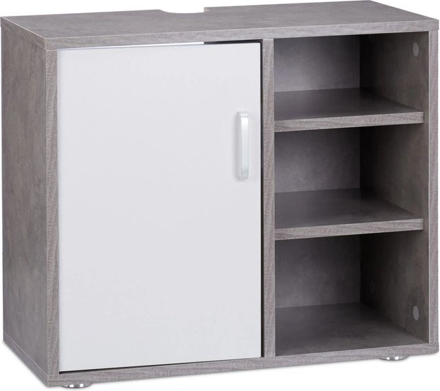 Relaxdays Waschbeckenunterschrank aus MDF in Grau mit Tür und 4 Fächern, B/H/T: 51 x 60 x 32 cm - Bild 1