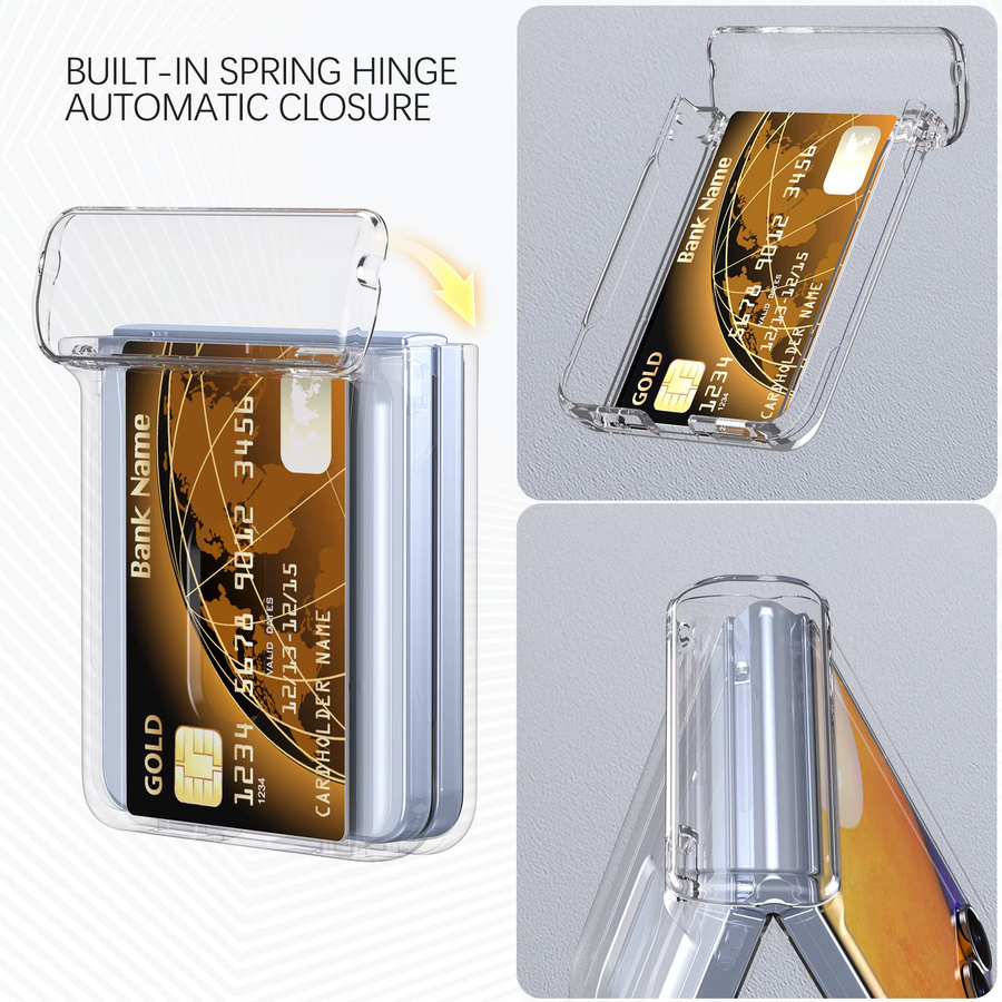 Candy Fashion Einfarbige Handyhülle für Samsung Galaxy Z Flip 7 6 5 mit Kartensteckplatz und Scharnier-Schutz Komplettpaket Anti-Drop-Schutzhülle - Bild 3