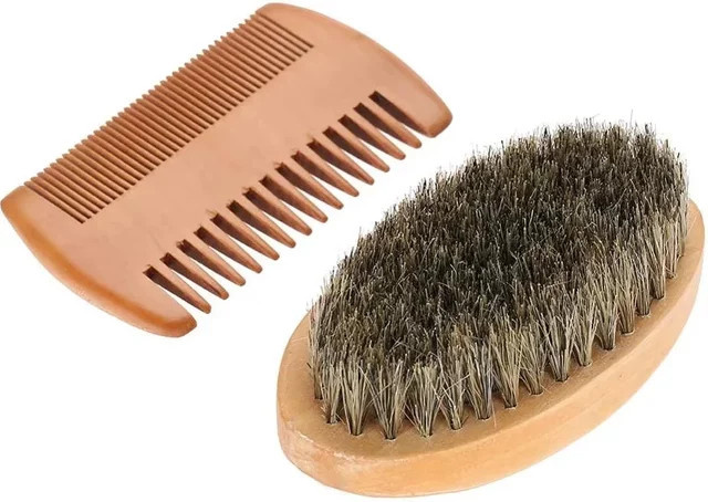 MS Rasierpinsel-Set für Herren, Wildschweinborsten, Bartbürste und Kamm - Bild 1