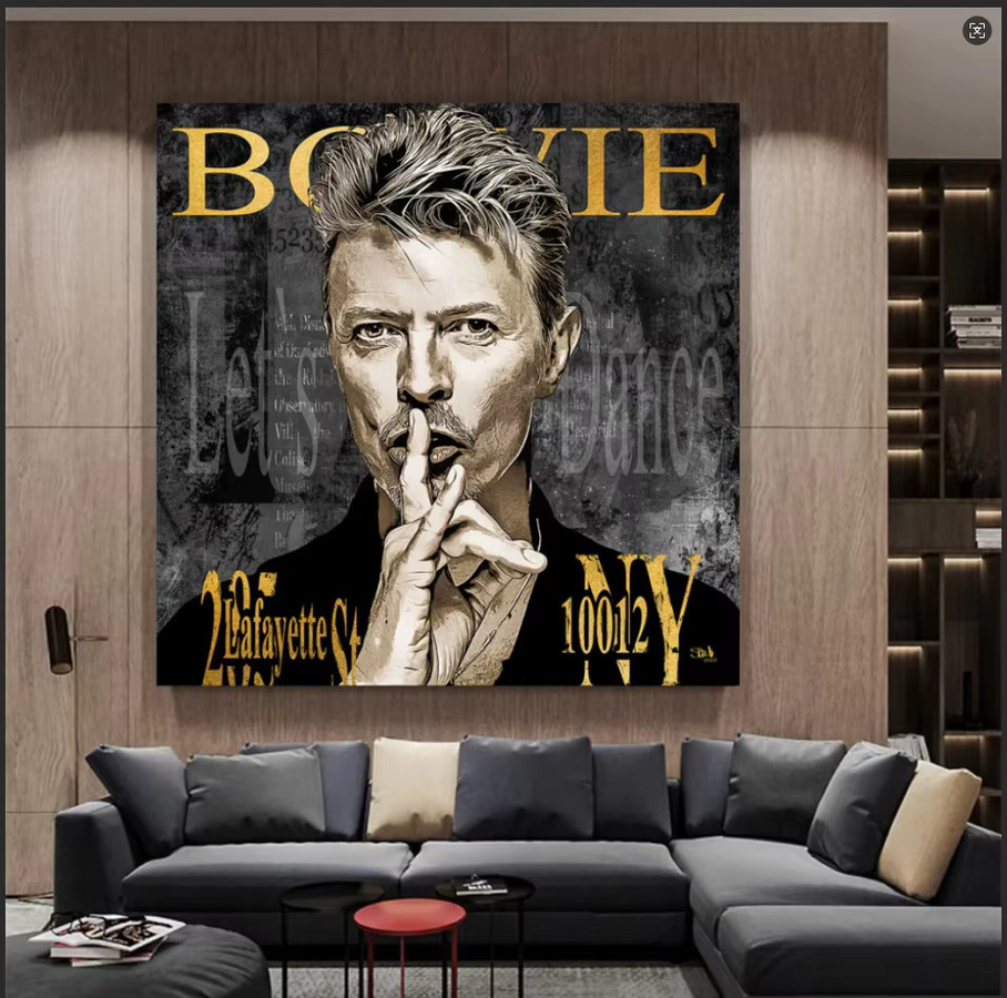 David Bowie Musiklegende Leinwand-Wandkunst von SHENCHEN, abstrakte Popkultur-Dekoration im Porträt-Stil, mehrfarbig, ungerahmt - Bild 4
