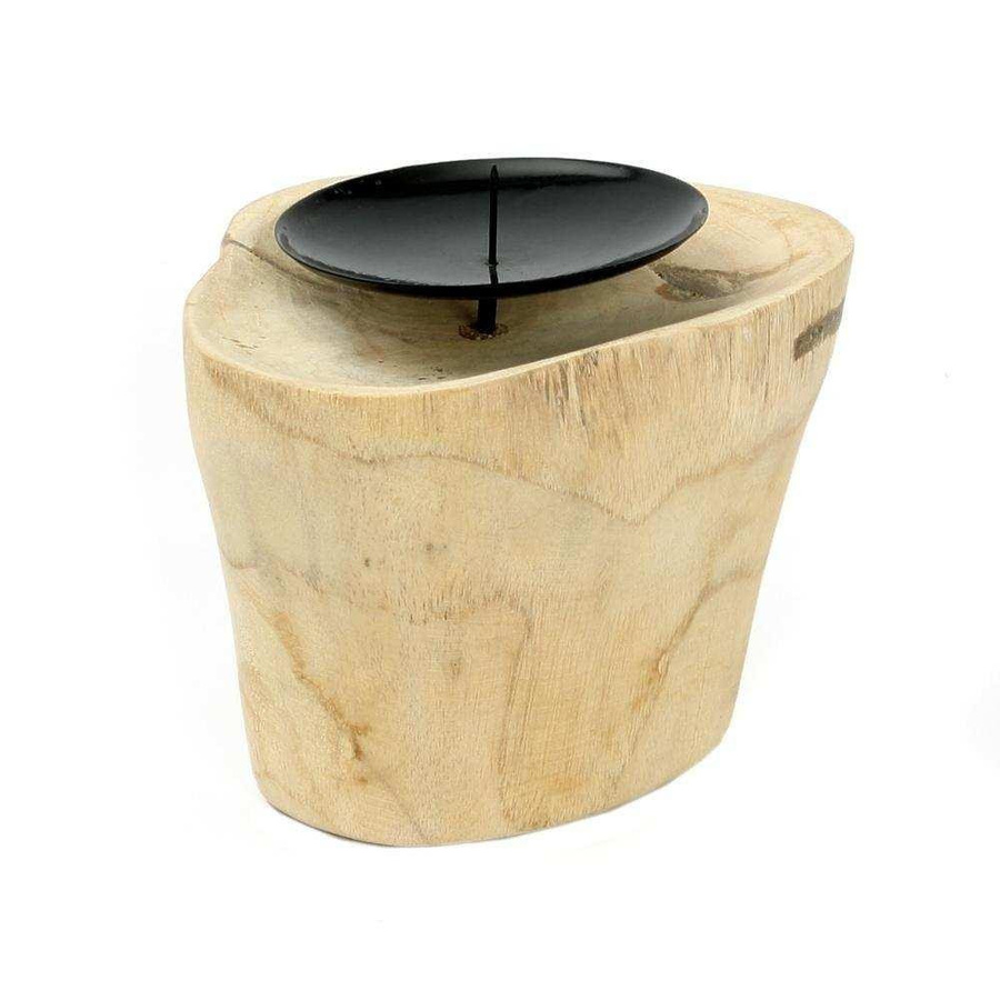 Bazar Bizar Kerzenhalter Candle Pin aus Teakholz in Natur, Braun/Beige, Höhe: 8 cm - Bild 1