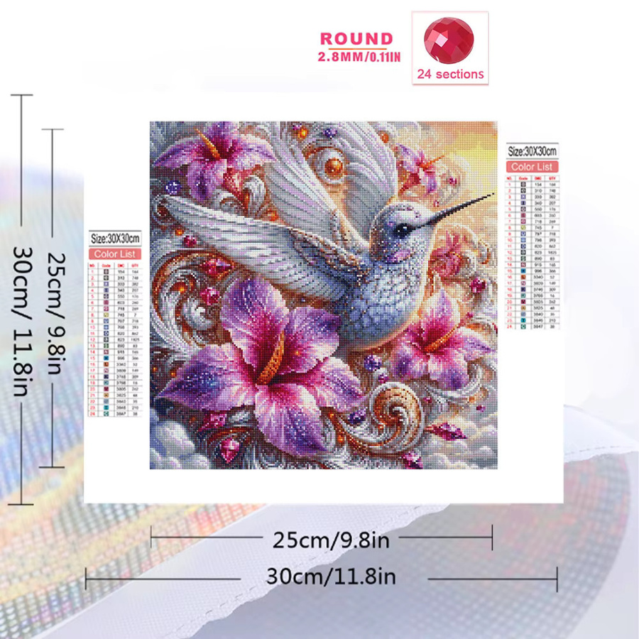 EverShine Diamant Mosaik DIY Set Kolibri und Lilien Blume in Multicolour - Bild 2