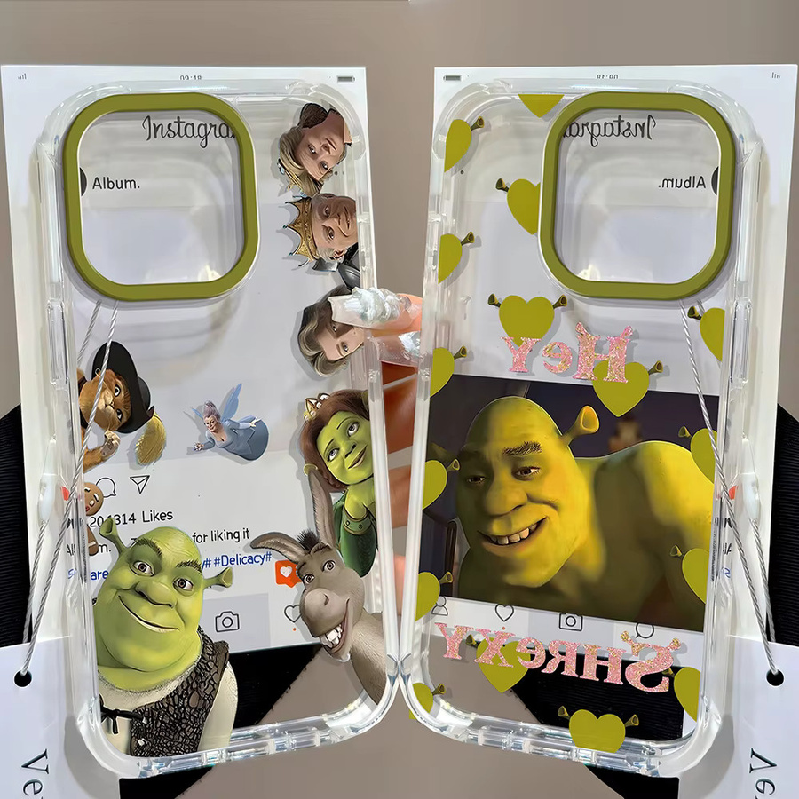 Stoßfeste Silikon Handyhülle mit Shrek Cartoon-Design von jamular, transparent, passend für iPhone 17 16 15 14 13 12 11 Pro Max Mini XS X XR 7 Plus - Bild 1