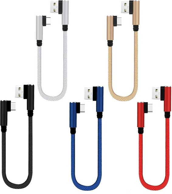MCGILLON Schnellladekabel mit 90 Grad Doppel-Elbow für USB C und Micro-USB, Blau, Länge: 25 cm - Bild 1