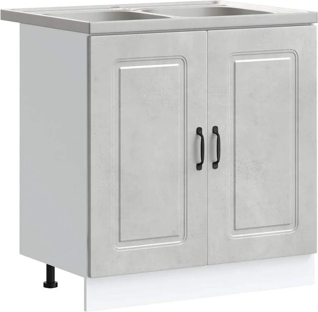 vidaXL Küchenschrank Kalmar in Betongrau, moderner Küchenschrank aus Holzwerkstoff, B/T/H: 80 x 46 x 81,5 cm - Bild 1