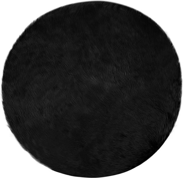 vidaXL Kunstschaffell Teppich Tafalla Schwarz, Durchmesser: 120 cm, Polyester - Bild 1