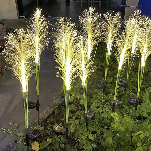 Solar Gartenleuchten im Boho-Stil mit Reed-Optik, wasserdichte Solar-Lampen für Garten und Rasen, warmweiß - Bild 1