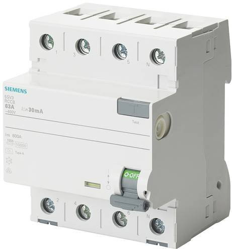 Siemens FI-Schutzschalter 5SV3744-6 RCD 4-polig 40A 0,5A 400V in Weiß - Bild 1