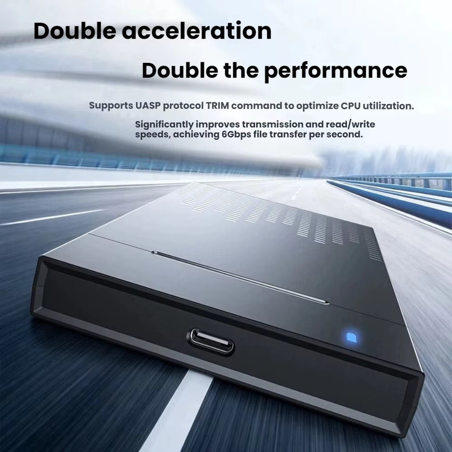 TISHRIC Externes Festplattengehäuse für 2,5 Zoll SATA SSD und HDD, USB-C zu USB 3.0, Schwarz - Bild 4