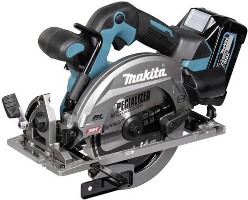 Makita Akku-Handkreissäge HS012GD201 40V XGT mit bürstenlosem Motor, 165 mm Sägeblatt, LED-Licht, inklusive 2x 2,5 Ah Akkus, Schnellladegerät und Transportkoffer, Blau - Bild 1