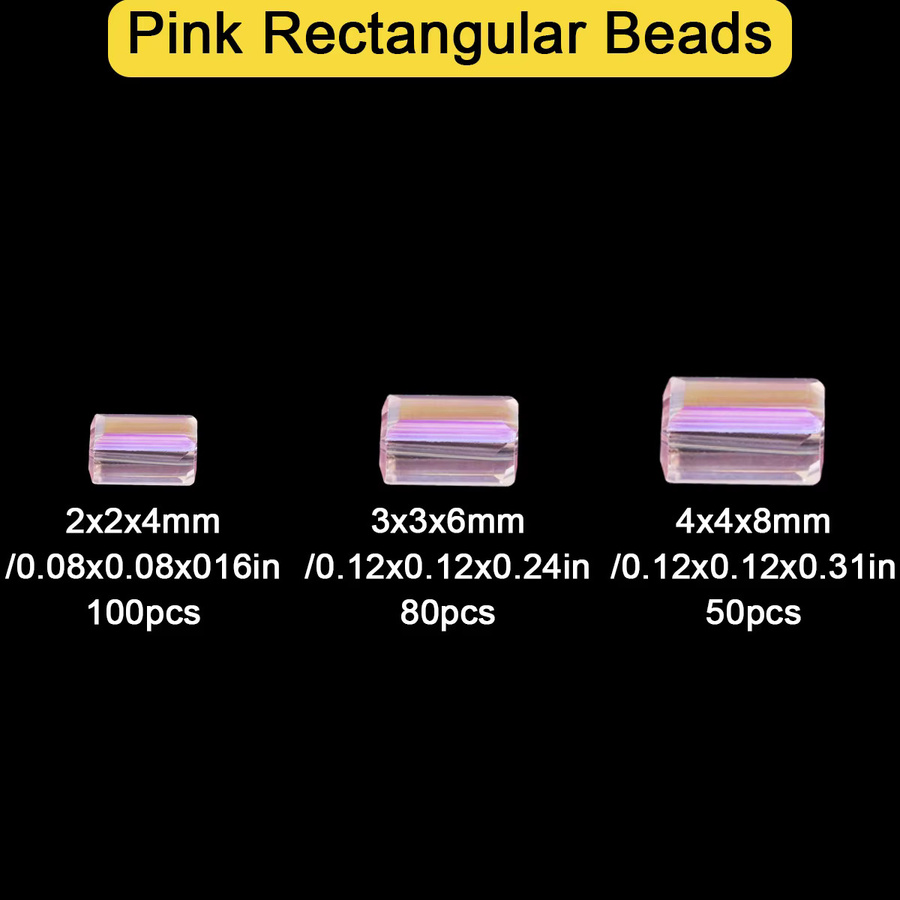 JHNBY Kristallglas-Abstandshalter, Rosa AB, rechteckig, 2 x 4/3 x 6/4 x 8 mm - Bild 2