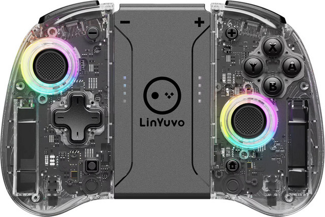 LinYuvo Meteor Light Wireless Controller KS37B für Nintendo Switch und OLED in Weiß/Transparent mit programmierbarer Bewegungssteuerung, Dual Vibration und Turbo-Funktion - Bild 1