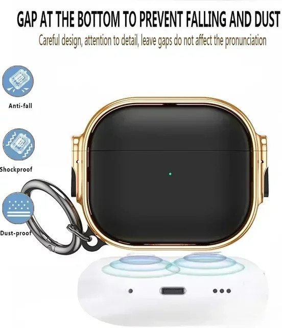 Schutzhülle für Apple AirPods 4 und AirPods Pro 2, Anti-Drop Case in Schwarz und Gold - Bild 1
