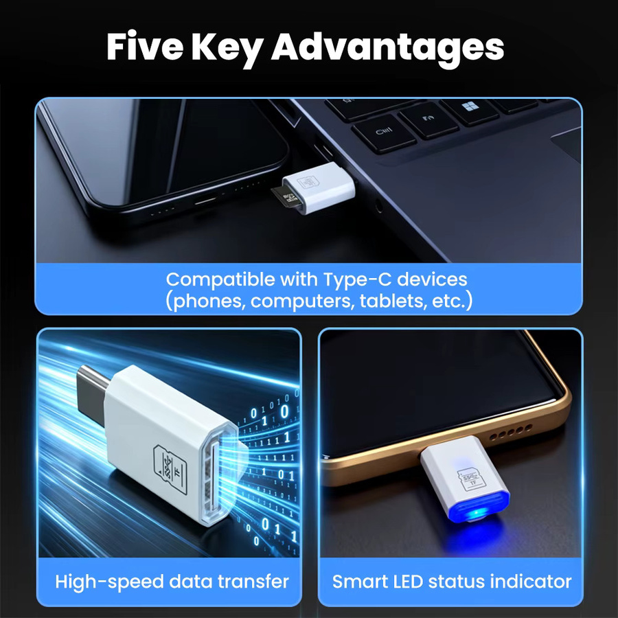 Elough USB-C Mini-Kartenleser zu TF-Adapter für Micro-SD-Speicherkarten in Rot - Bild 3