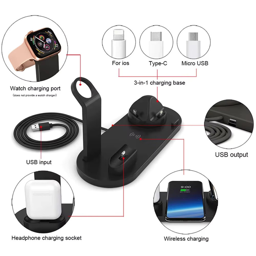 KEPHE Universelle kabellose Ladestation für iPhone und AirPods Pro mit Schnellladefunktion in Schwarz oder Weiß - Bild 3