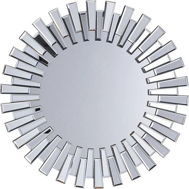 Beliani Wandspiegel CHOLET in Silber, runder Spiegel mit geometrischem Design, Durchmesser: 70 cm - Bild 1