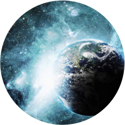 K&L Wall Art Vliestapete Runde Vliestapete Planet Erde Sterne Galaxie, mehrfarbig, matt - Bild 1