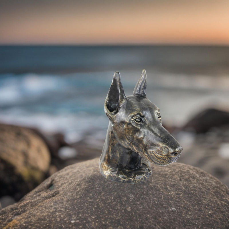 Art-Dog Dobermann Hundebüste aus Kunstharz in Braun und Bronze zur Dekoration für Garten und Wohnzimmer - Bild 8