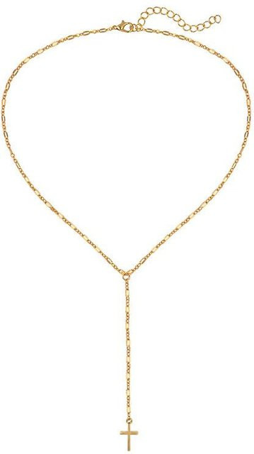 Lucky Star Jewelry Halskette, Kreuz Anhänger, Kupfer, Gold, Zirkonia, Damen - Bild 1