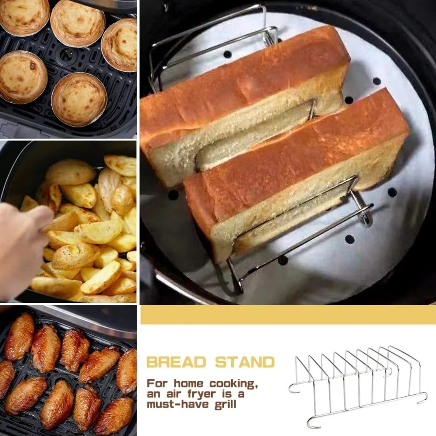 FEB.WIND Toastbrot-Ständer aus Edelstahl in Silber als Aufbewahrungsregal für Schneidebretter und Teller sowie als Kühlgitter und Heißluftfritteuse-Zubehör - Bild 2