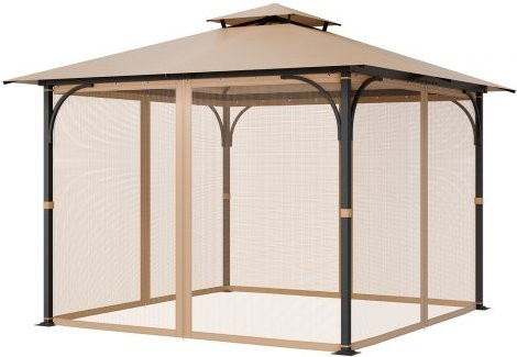VEVOR Moskitonetz für Pavillon, 4-teiliger Insektennetz-Ersatz mit Doppelreißverschluss, Farbe: Beige, B/T/H: 304,8 x 304,8 x 213,4 cm - Bild 1