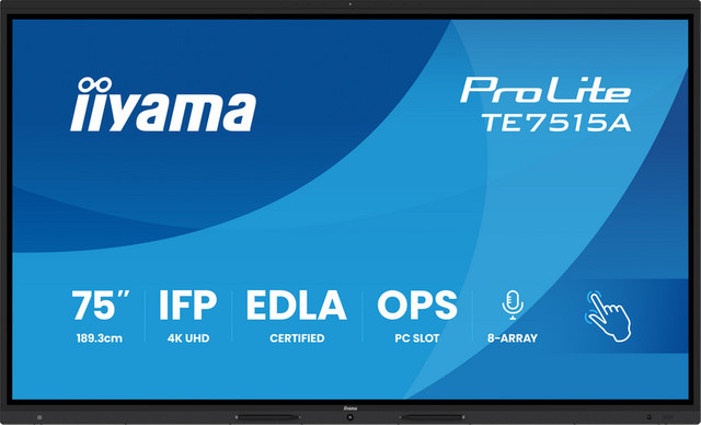 Iiyama 75-Zoll 4K-UHD-Touchdisplay TE7515A-B1AG mit 40-Points Bonded DeepContrast und IPS-Panel in Schwarz - Bild 1