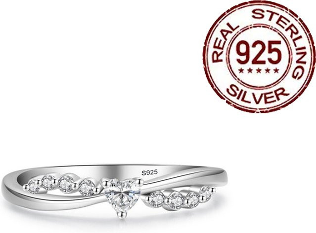 CWWZircons Verlobungsring, 925 Silber, Zirkonia, Damen - Bild 1