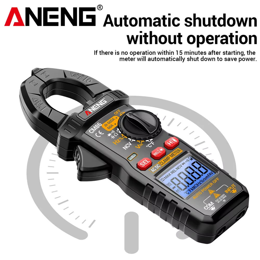 ANENG CM86 Digitales Multimeter Stromzangenmessgerät mit 600A AC/DC Strommessung, Spannungserkennung und NCV in Schwarz - Bild 3