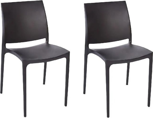 KMND Stuhl Emma 2er Set Dunkelgrau Modernes Design für Garten Balkon und Terrasse - Bild 1