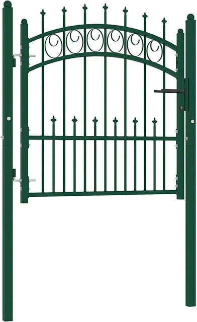 vidaXL Zauntor Swing aus Stahl mit Spitzen in Grün B: 102 cm, H: 100 cm - Bild 1