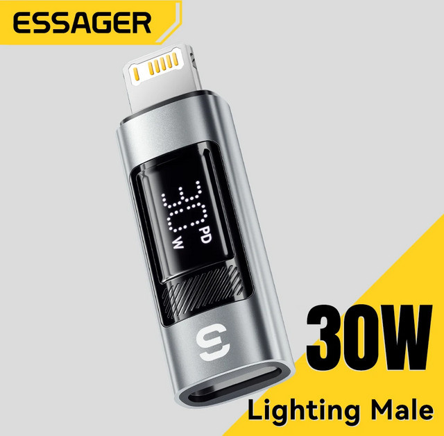 Essager USB-C auf Lightning OTG-Adapter mit Digitalanzeige und Schnellladefunktion für iPhone 15 und 14 - Bild 1