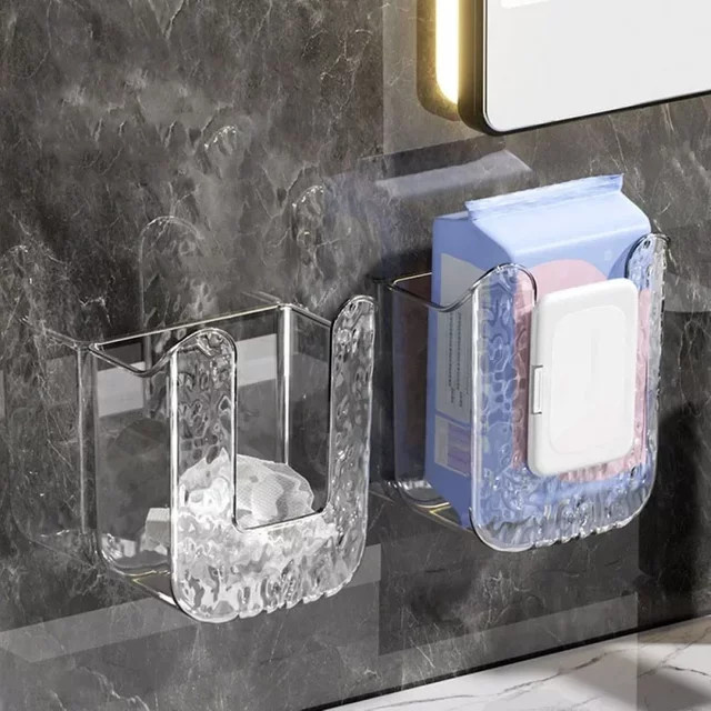 Wandmontierte Taschentuchbox aus Kunststoff in Transparent, platzsparender Toilettenpapierhalter und Serviettenbehälter für das Badezimmer - Bild 1