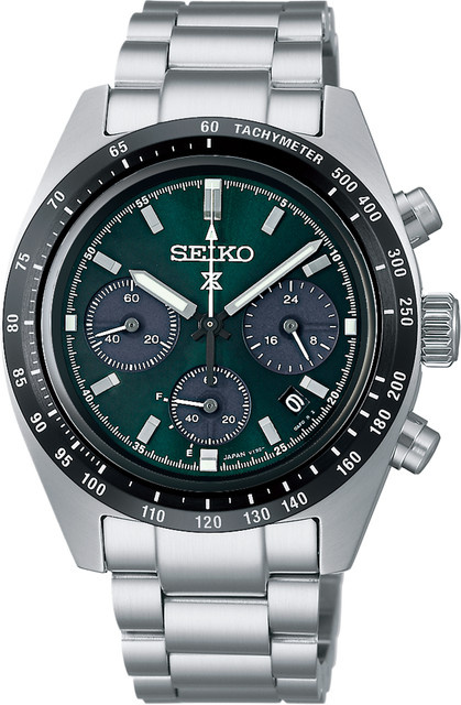 Seiko Chronograph, Solar, Edelstahl, Grün, 40 mm, Herren - Bild 1