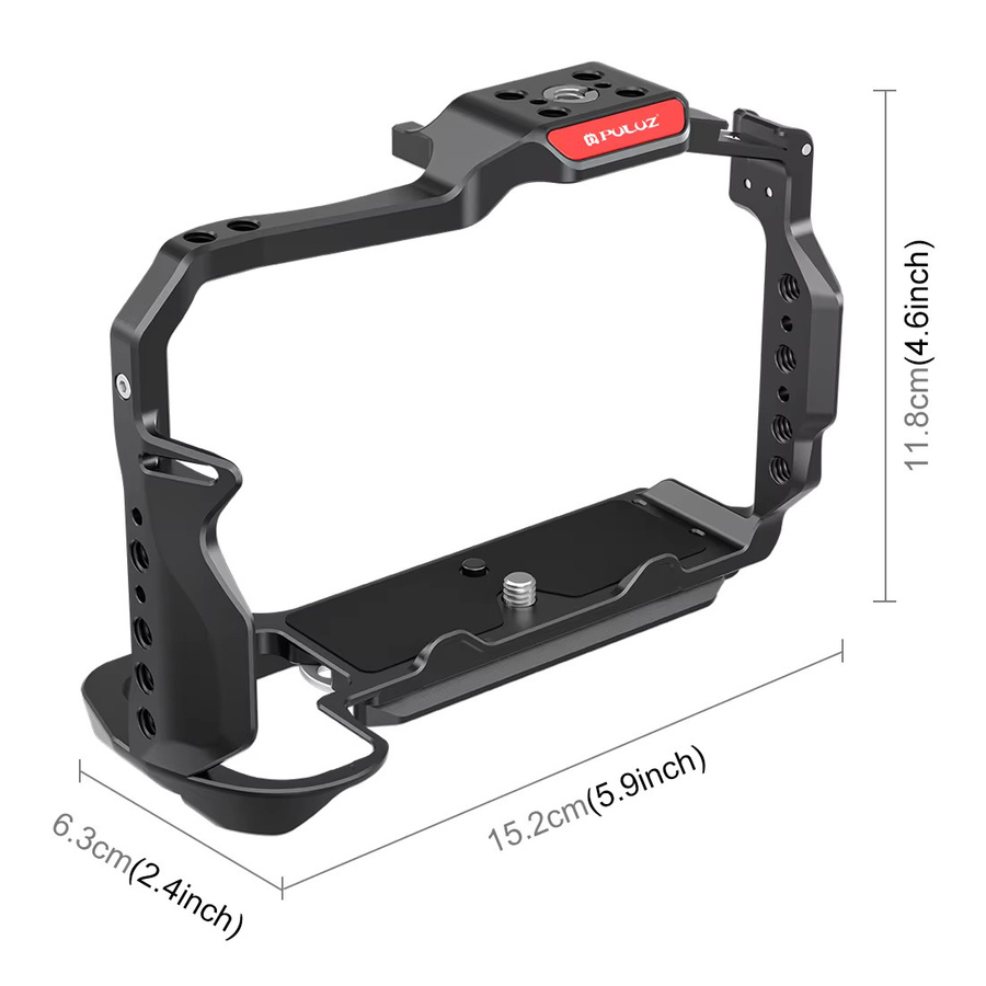 PULUZ Metall-Videokamerakäfig für Nikon Z6III und Nikon Z6II in Schwarz als Gehäusehalterung und Kamerastabilisator - Bild 2