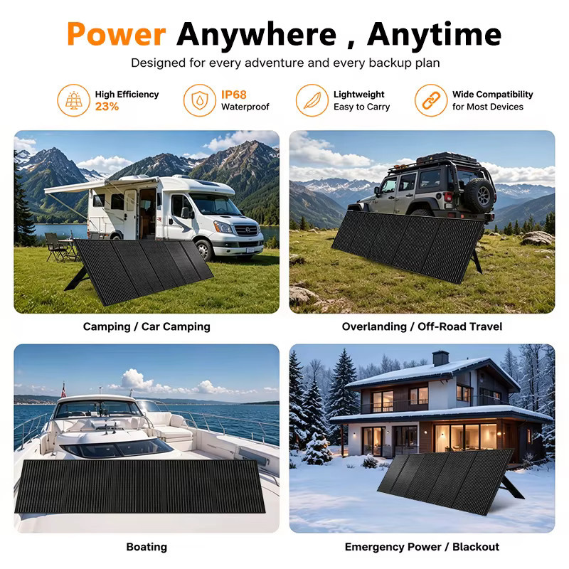 CHUBAN 300W Faltbares Tragbares Mono-Solarpanel IP68 Wasserdicht Hocheffizientes Ladegerät in Schwarz für Powerstation, Wohnmobil und Camping - Bild 6