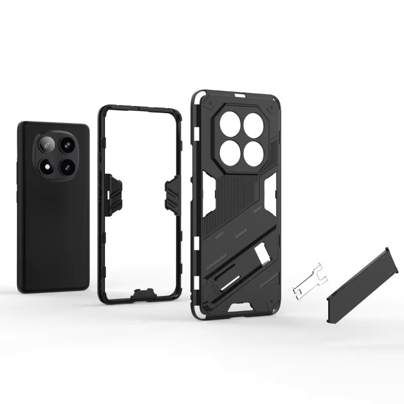 Stoßfeste Schutzhülle für Xiaomi Redmi 14 Pro Plus und Redmi 14C mit integriertem Ständer in Schwarz oder Grau - Bild 3