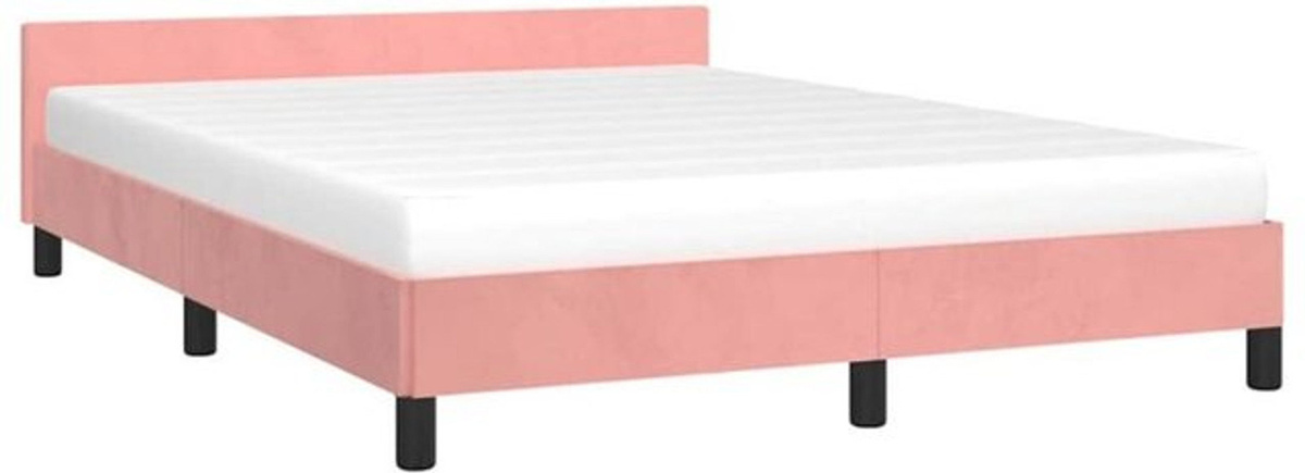 Vidaxl Polsterbett mit Kopfteil aus Samt in Rosa, B/T/H: 140 x 190 cm - Bild 1