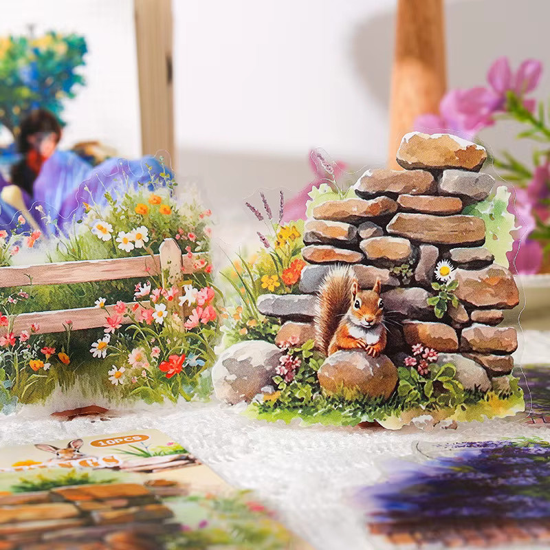 10-teiliges INS Gartenlandschaftsaufkleber-Set aus Papier in Multicolour für Scrapbooking, Tagebuch und Alben - Bild 1