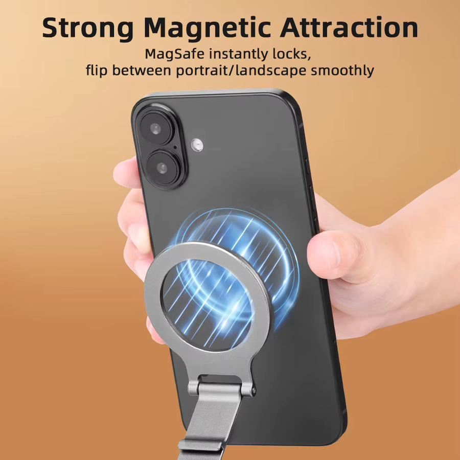 Flymile Magnetischer Handyhalter mit Stativ und Karabiner für iPhone 17 16 15 14 Pro als Desktop-Ständer und Fotografie-Griff - Bild 2