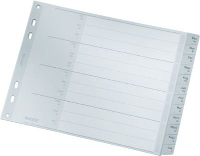 LEITZ Kunststoffregister Kalender Dezember-Januar 12-Blätter Grau Nr. 1288 - Bild 1