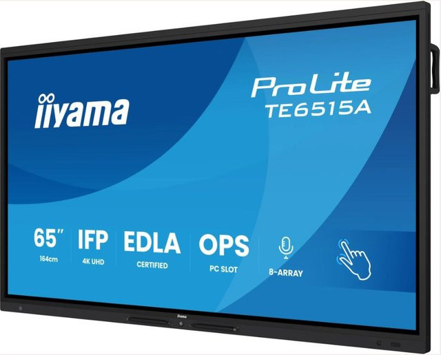 iiyama ProLite TE6515A-B1AG Digital Signage Touchscreen in Schwarz mit 65 Zoll 4K UHD Display, Multitouch, IPS-Panel und 8-Mikrofon-Array - Bild 1