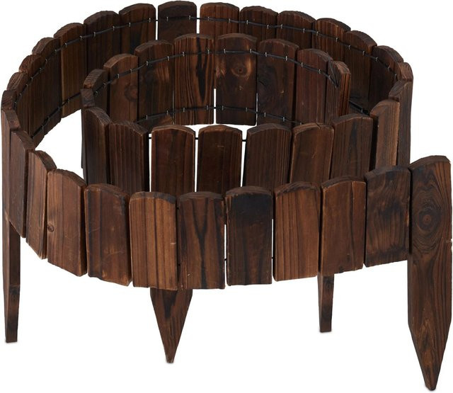 Relaxdays Beeteinfassung aus Tannenholz in Dunkelbraun, flexibel für Garten und Blumenbeete, Höhe: 10 cm, Länge: 200 cm - Bild 1